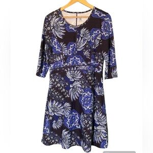 Title Nine Dream 3/4 Sleeve Purple Floral Athletic Outdoor Hike Dress Sz L